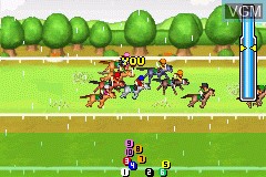 In-game screen of the game Narikiri Jockeu Game - Yuushun Rhapsody on Nintendo GameBoy Advance