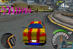In-game screen of the game SRS - Street Racing Syndicate on Nintendo GameBoy Advance
