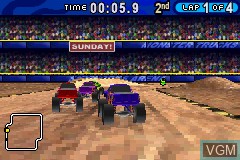 In-game screen of the game Monster Trucks Mayhem on Nintendo GameBoy Advance