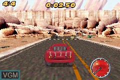 In-game screen of the game Cars Mater-National Championship on Nintendo GameBoy Advance