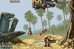 In-game screen of the game Metal Slug - Super Vehicle-001 on Nintendo GameBoy Advance