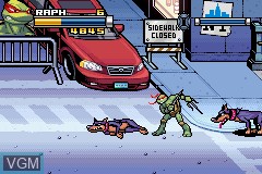In-game screen of the game TMNT on Nintendo GameBoy Advance