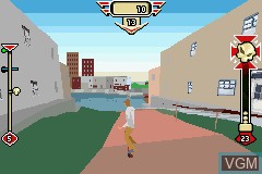 In-game screen of the game Tony Hawk's Downhill Jam on Nintendo GameBoy Advance