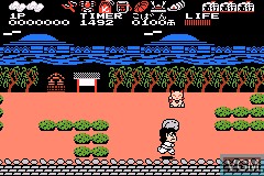 In-game screen of the game Famicom Mini - Ganbare Goemon! Karakuri Douchuu on Nintendo GameBoy Advance