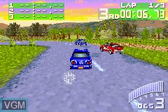 In-game screen of the game Colin McRae Rally 2.0 on Nintendo GameBoy Advance