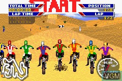 In-game screen of the game MX 2002 featuring Ricky Carmichael on Nintendo GameBoy Advance