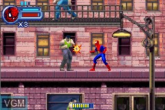 In-game screen of the game Spider-Man - Mysterio's Menace on Nintendo GameBoy Advance