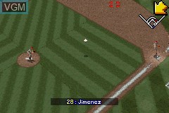 In-game screen of the game All-Star Baseball 2004 featuring Derek Jeter on Nintendo GameBoy Advance