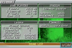 In-game screen of the game Premier Manager 2005-2006 on Nintendo GameBoy Advance