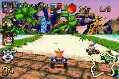 In-game screen of the game Crash Superpack - Crash Bandicoot 2 - N-Tranced / Crash Nitro Kart on Nintendo GameBoy Advance