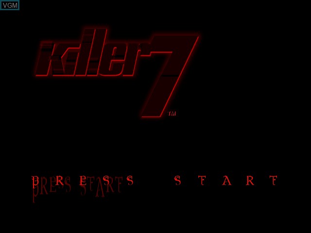 Title screen of the game Killer7 on Nintendo GameCube