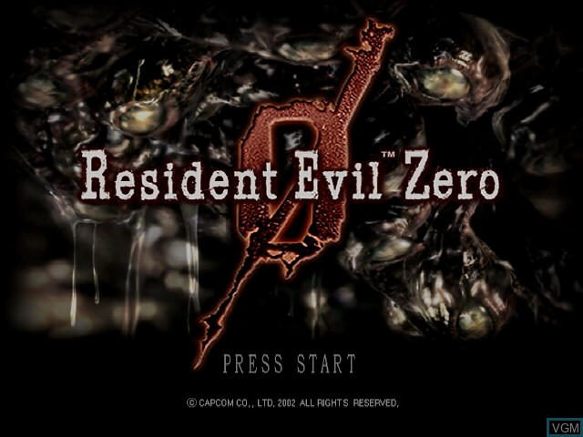 Title screen of the game Resident Evil 0 on Nintendo GameCube