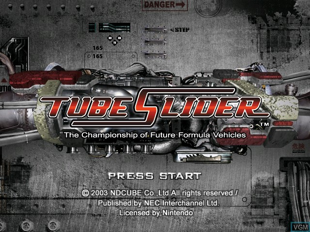 Title screen of the game Tube Slider - The Championship of Future Formula on Nintendo GameCube