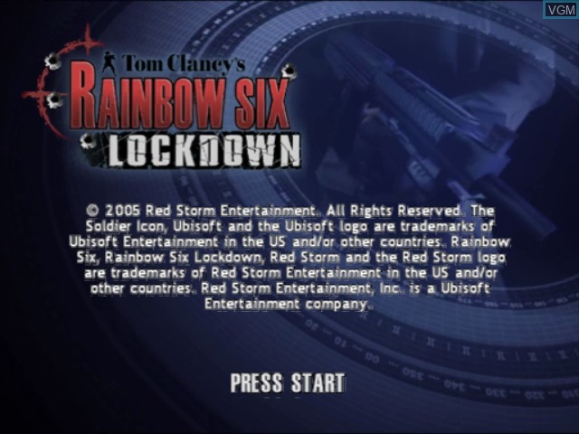 Title screen of the game Tom Clancy's Rainbow Six - Lockdown on Nintendo GameCube
