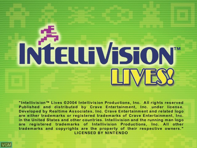 Title screen of the game Intellivision Lives! on Nintendo GameCube