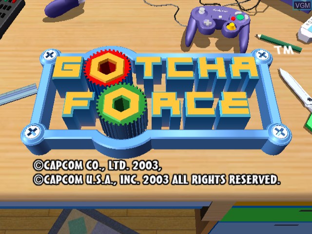 Title screen of the game Gotcha Force on Nintendo GameCube