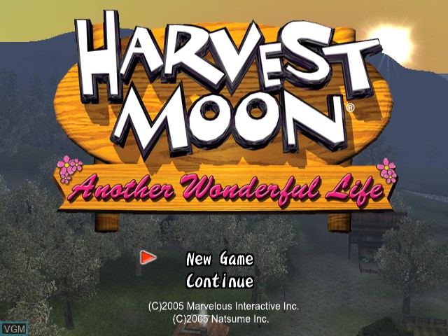 Title screen of the game Harvest Moon - Another Wonderful Life on Nintendo GameCube