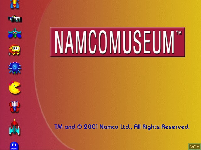 Title screen of the game Namco Museum on Nintendo GameCube
