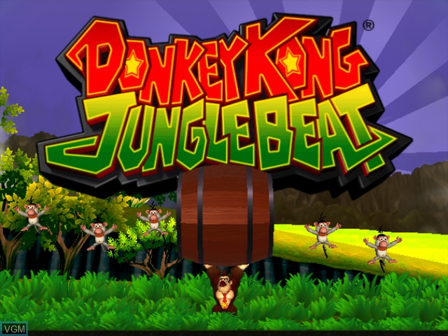Title screen of the game Donkey Kong Jungle Beat on Nintendo GameCube