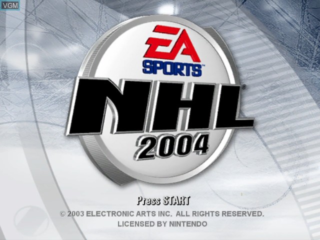 Title screen of the game NHL 2004 on Nintendo GameCube