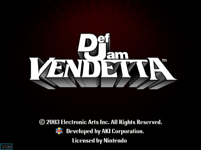 Title screen of the game Def Jam Vendetta on Nintendo GameCube