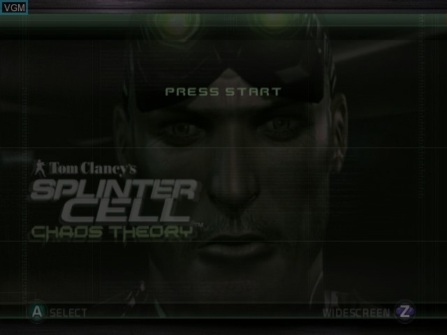 Title screen of the game Tom Clancy's Splinter Cell - Chaos Theory on Nintendo GameCube