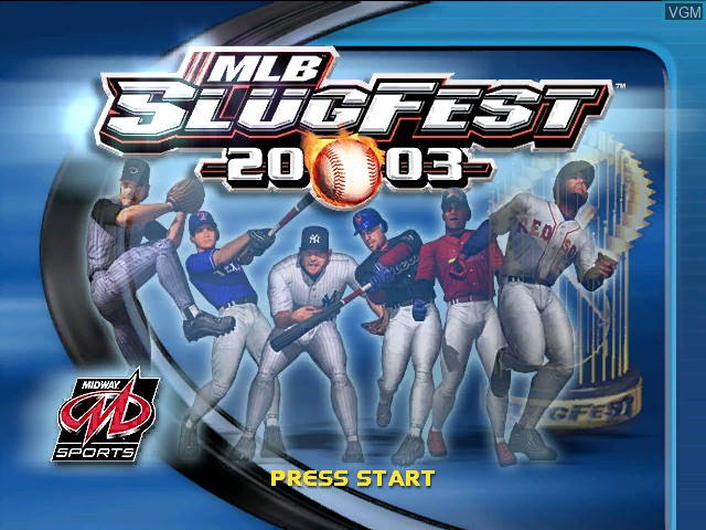 Title screen of the game MLB Slugfest 20-03 on Nintendo GameCube