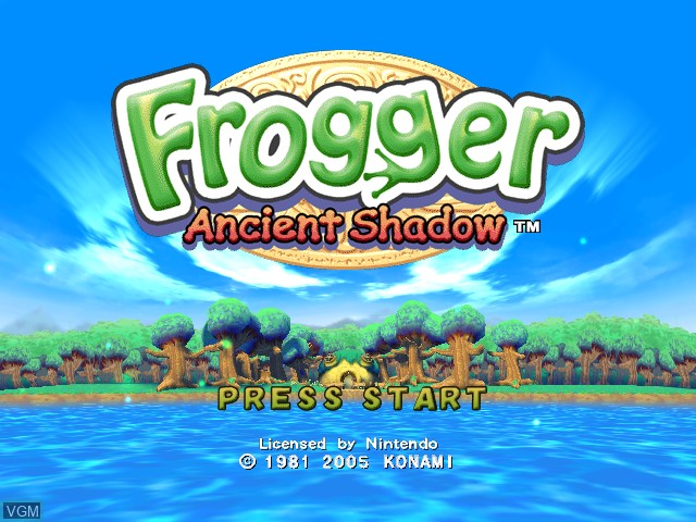 Title screen of the game Frogger - Ancient Shadow on Nintendo GameCube