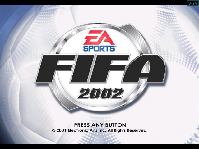Title screen of the game FIFA Soccer 2002 on Nintendo GameCube