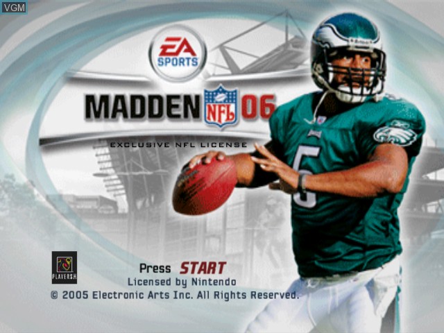 Title screen of the game Madden NFL 06 on Nintendo GameCube