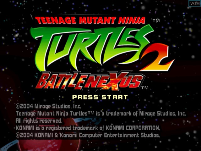 Title screen of the game Teenage Mutant Ninja Turtles 2 - Battle Nexus on Nintendo GameCube