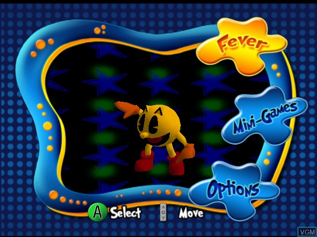 Title screen of the game Pac-Man Fever on Nintendo GameCube