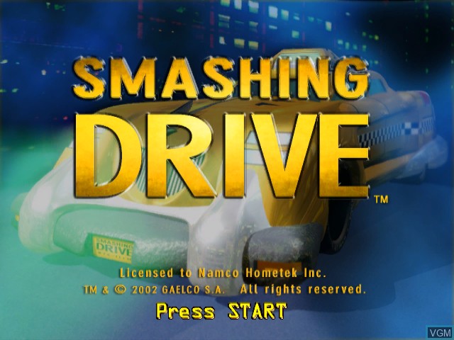 Title screen of the game Smashing Drive on Nintendo GameCube