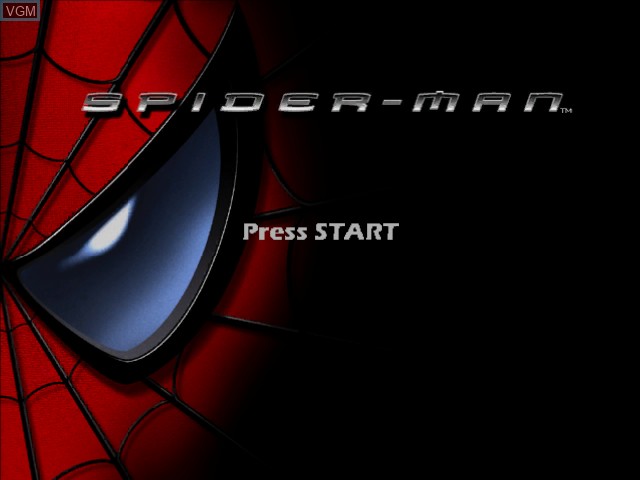 Title screen of the game Spider-Man - The Movie on Nintendo GameCube