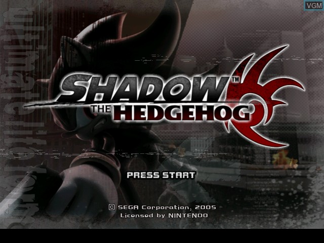 Title screen of the game Shadow the Hedgehog on Nintendo GameCube