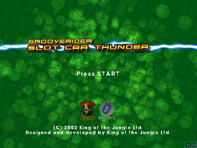 Title screen of the game Grooverider - Slot Car Thunder on Nintendo GameCube
