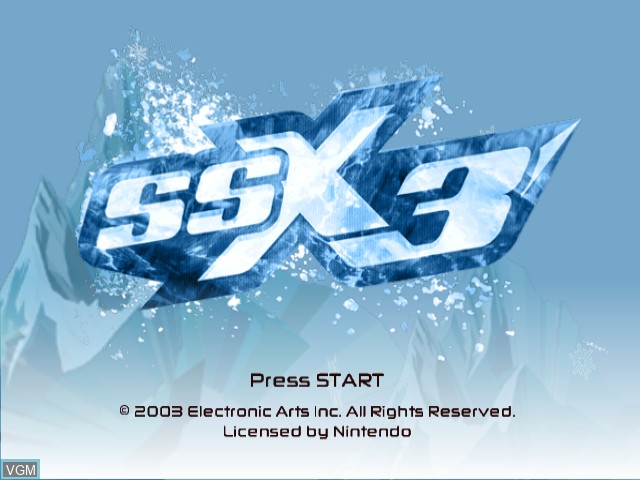 Title screen of the game SSX 3 on Nintendo GameCube