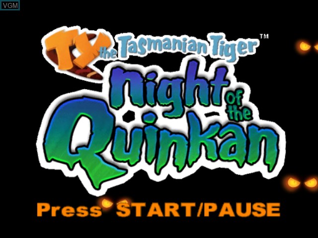 Title screen of the game Ty the Tasmanian Tiger 3 - Night of the Quinkan on Nintendo GameCube