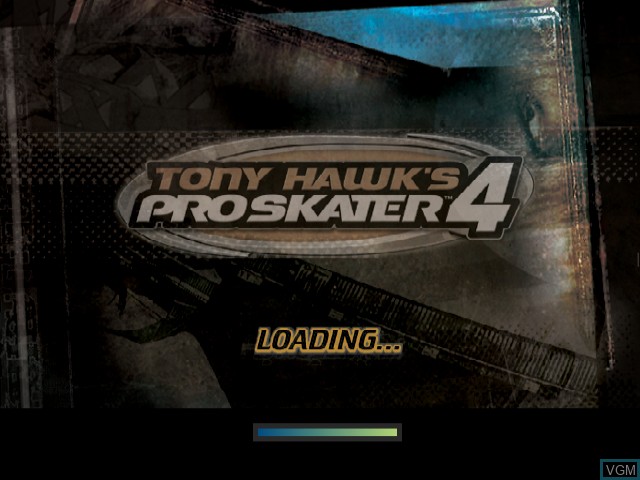 Title screen of the game Tony Hawk's Pro Skater 4 on Nintendo GameCube