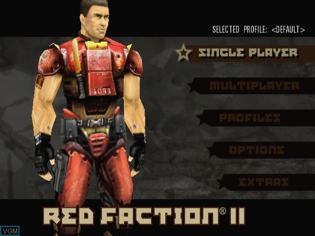 Title screen of the game Red Faction II on Nintendo GameCube