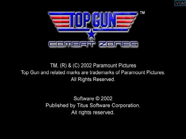 Title screen of the game Top Gun - Combat Zones on Nintendo GameCube