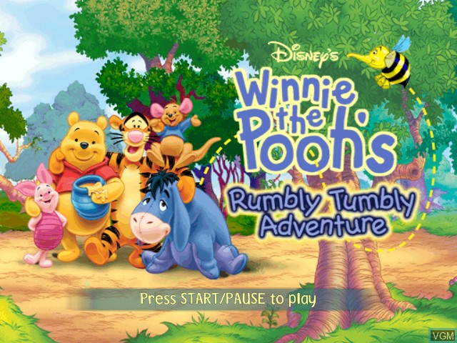 Title screen of the game Winnie the Pooh's Rumbly Tumbly Adventure on Nintendo GameCube