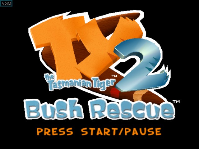 Title screen of the game Ty the Tasmanian Tiger 2 - Bush Rescue on Nintendo GameCube