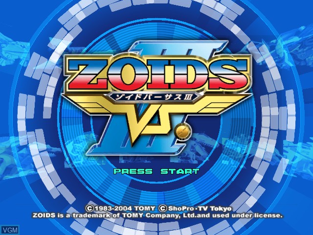 Title screen of the game Zoids Vs. III on Nintendo GameCube