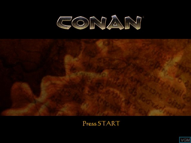 Title screen of the game Conan on Nintendo GameCube