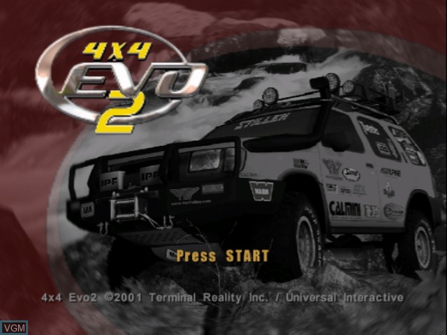 Title screen of the game 4x4 EVO 2 on Nintendo GameCube