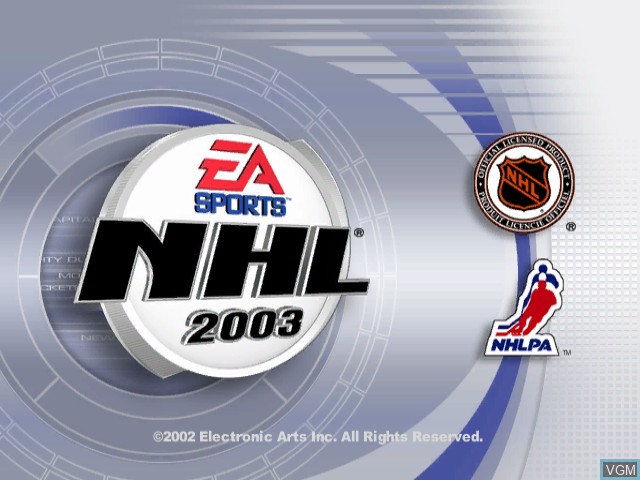 Title screen of the game NHL 2003 on Nintendo GameCube