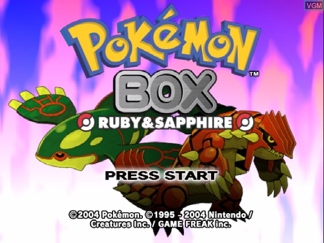Title screen of the game Pokemon Box - Ruby and Sapphire on Nintendo GameCube