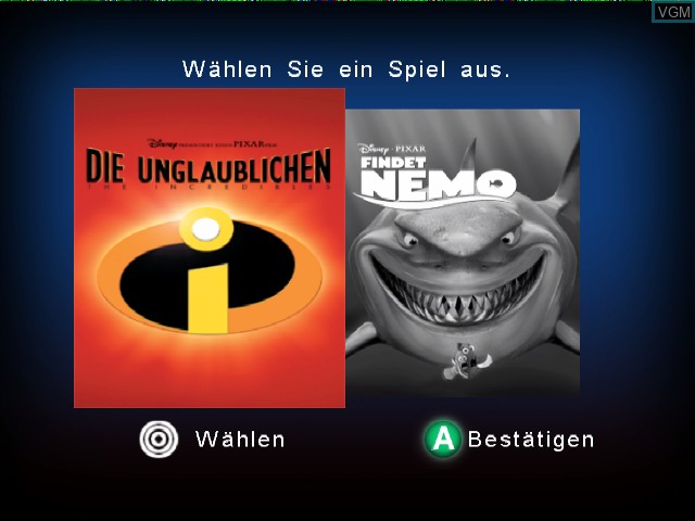 Title screen of the game 2 Games in 1 - Die Unglaublichen + Findet Nemo on Nintendo GameCube