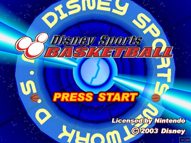 Title screen of the game Disney Sports - Basketball on Nintendo GameCube